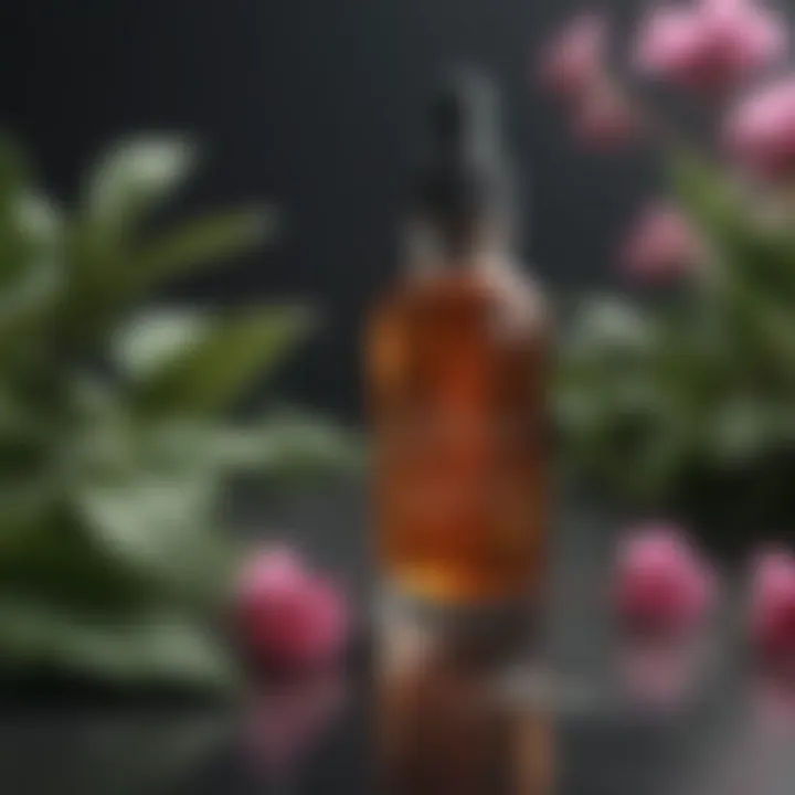 Floral botanical extract bottle with dropper