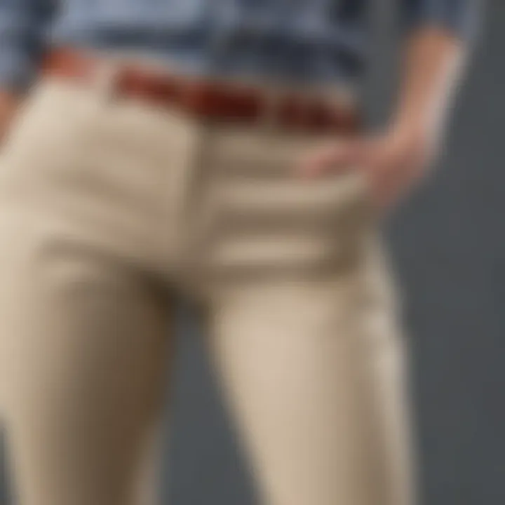 Close-up detail of the versatile J.Crew Frankie pants