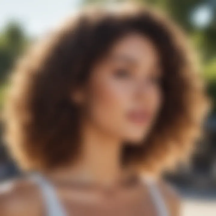 Woman with radiant, frizz-free hair enjoying a sunny day outdoors