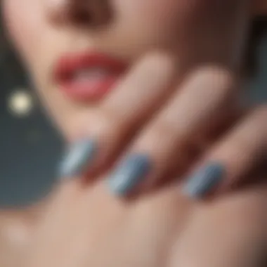 Close-up of glittery nails sparkling in natural light