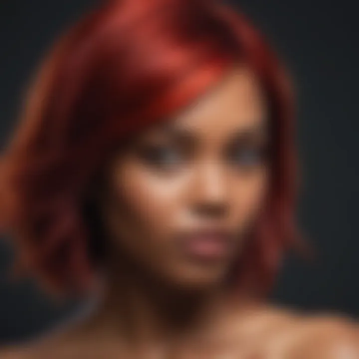 A vibrant red hue that highlights the richness of dark skin tones.