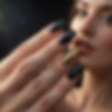 Exquisite Gold and Black Hora Nails Elegant Hora nails design in gold and black