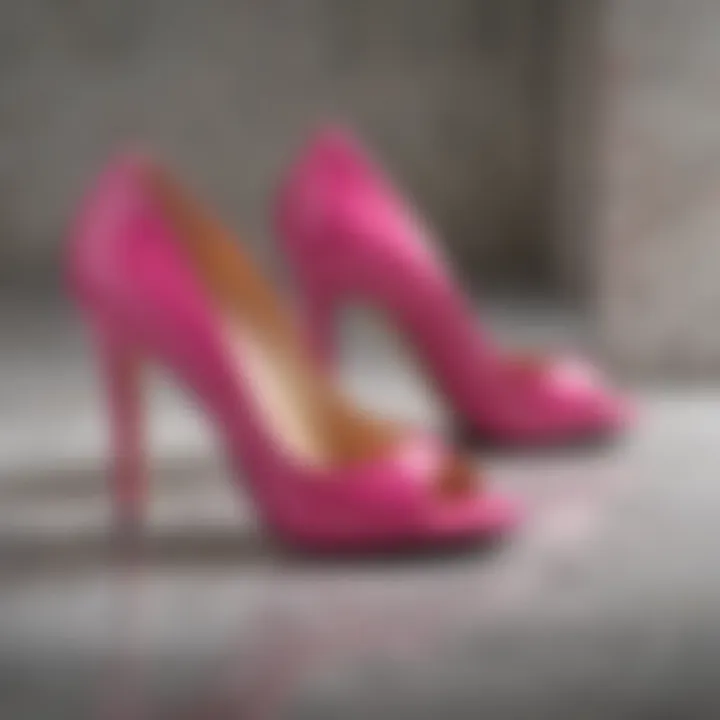 Chic hot pink Jessica Simpson heels on marble floor