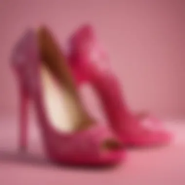 Close-up of hot pink Jessica Simpson shoe design details