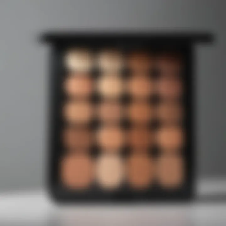 A close-up of a concealer palette showcasing various shades.