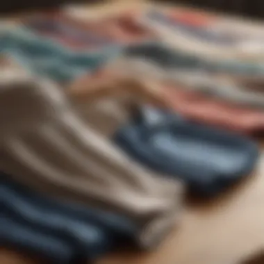 An assortment of fabric types that can be shrunk, displayed on a table