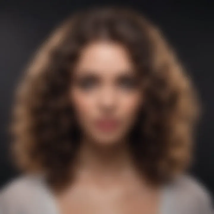 A model styling wavy curls with product application