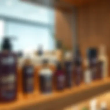 Elegant display of Lus Hair Care products on a wooden shelf