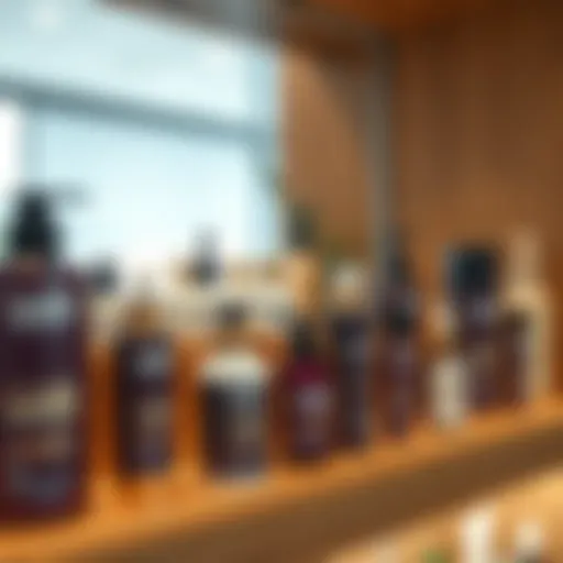 Elegant display of Lus Hair Care products on a wooden shelf