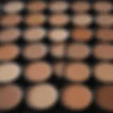 Close-up of a variety of concealer shades arranged aesthetically