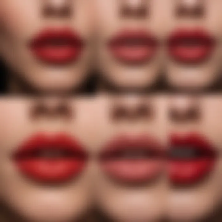 A side-by-side comparison of different lip shapes and corresponding lipstick techniques.