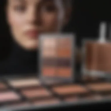 An artistic palette displaying makeup swatches on skin