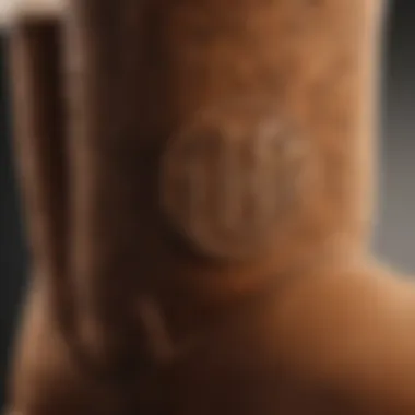 Close-up of intricate monogram stitching on Ugg boots