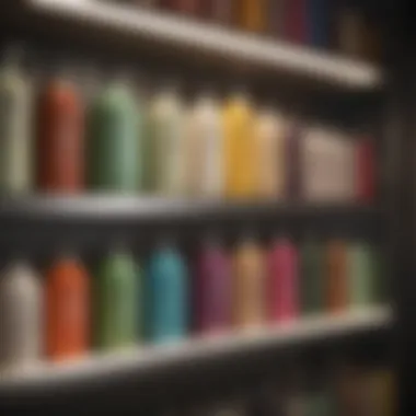 A vibrant display of natural shampoos on a shelf