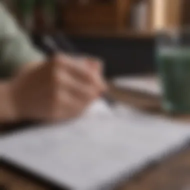 A close-up of a notebook and pen, indicating note-taking for self-reflection