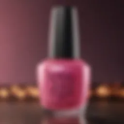 Close-up of OPI Pink Sparkly Nail Polish bottle showcasing its vibrant hue.