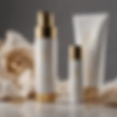 Luxe gold and white packaging of premium haircare items