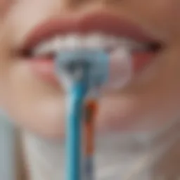 Close-up view of an Oral B toothbrush cover showcasing its design intricacies.