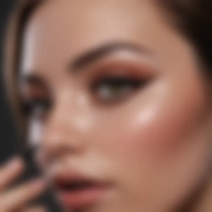 A makeup artist applying liquid eyeliner with precision