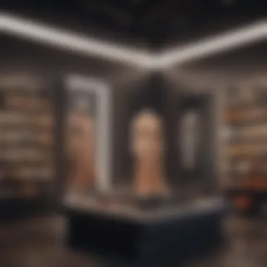 Presentation of Luxury Products Luxurious merchandise displayed in an organized fashion inside an outlet