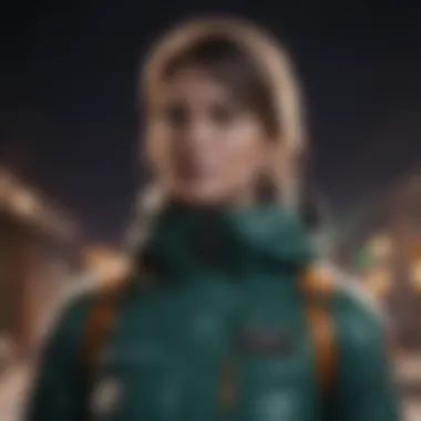 Perfect Moment ski jacket with aurora borealis backdrop