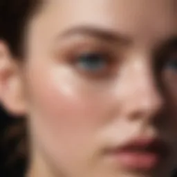 Close-up of flawless porcelain skin makeup application