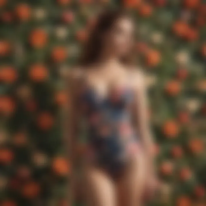 Sophisticated Preppy One-Piece Swimsuit in Vintage Floral Print