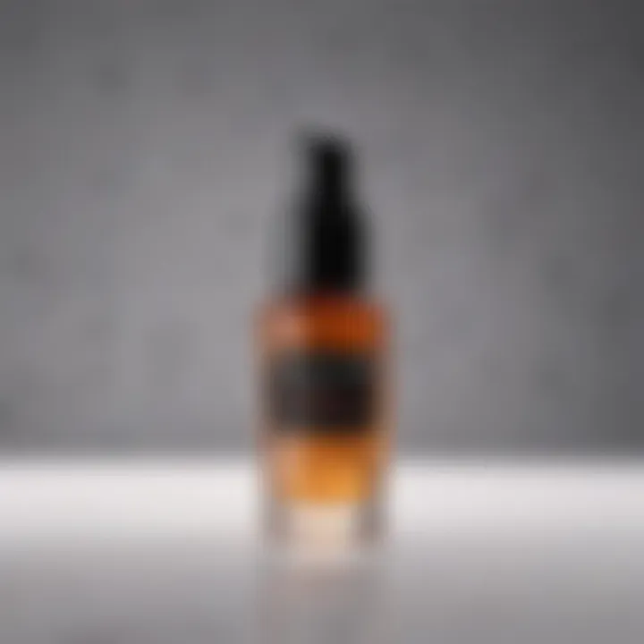 A close-up of a serum bottle highlighting key ingredients for diminishing dark spots.