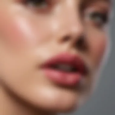 Model applying Rare Beauty Lip Gloss to showcase application technique