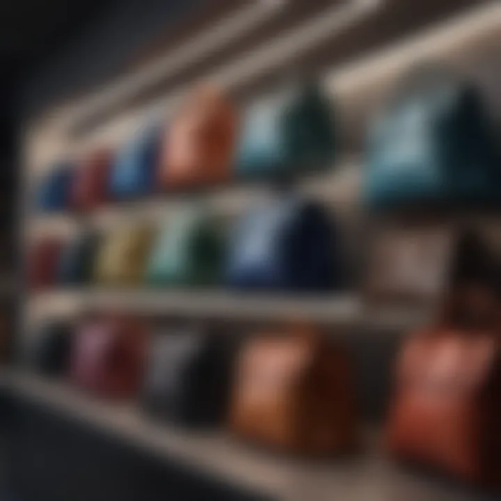 Variety of high-end resale bags showcased on a sleek display shelf