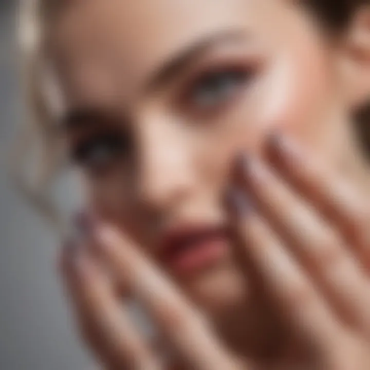 Close-up of meticulously crafted nails showcasing the Russian manicure technique