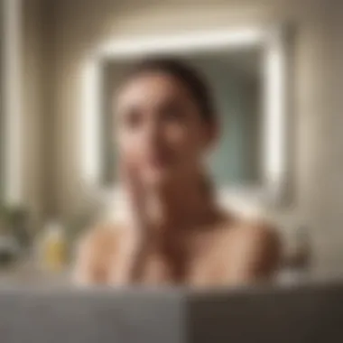 Skincare Routine with Cleansing Balm A serene bathroom setting showcasing a skincare routine featuring a hydrating cleansing balm.