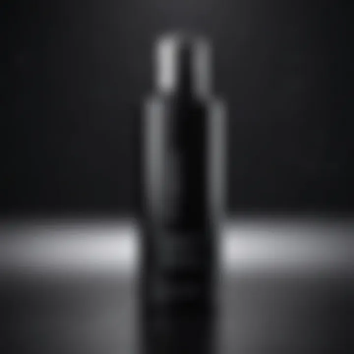 Sleek black toner bottle with silver details