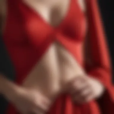 Sophisticated red slip peeking out from dress