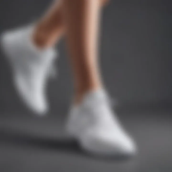 Stylish white tennis shoe with advanced arch support technology