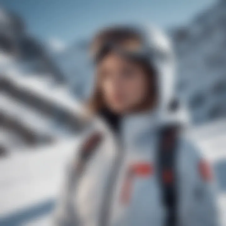 Stylish ski jacket against snowy landscape