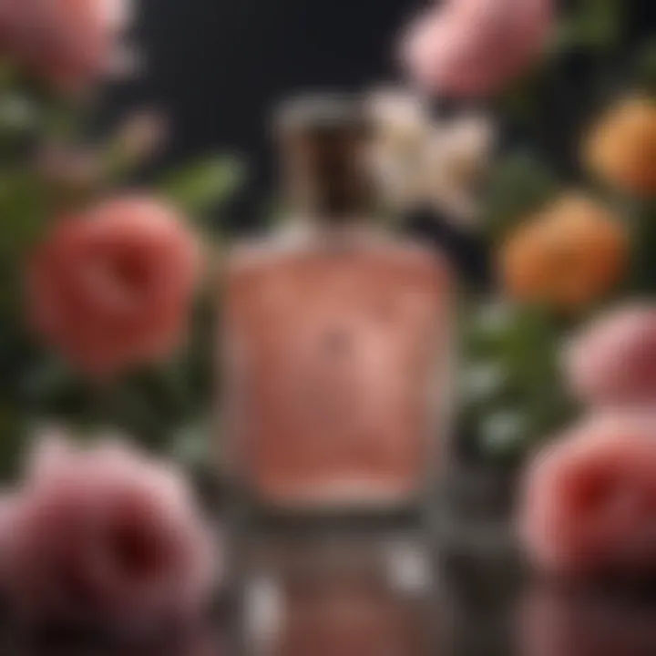 Elegant bottle of a lush floral fragrance