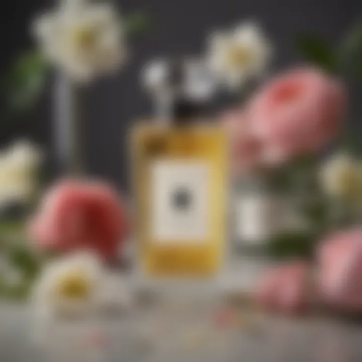 Close-up of Jo Malone fragrance notes with floral elements