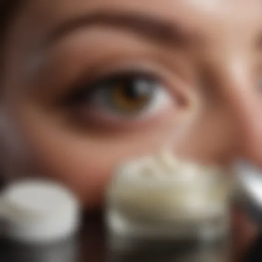 Close-up of luxurious eye cream jar with a smooth texture