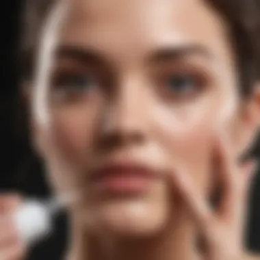 A hand applying moisturizer to the face