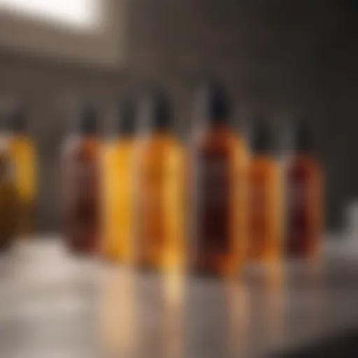 An array of various hair oils in elegant bottles