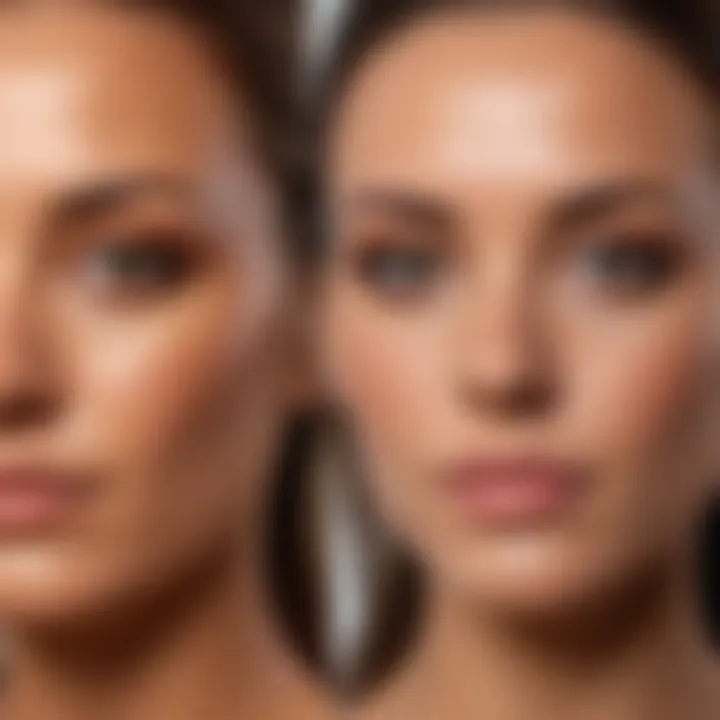 Before and after skin tone comparison illustrating effective self-tanning results