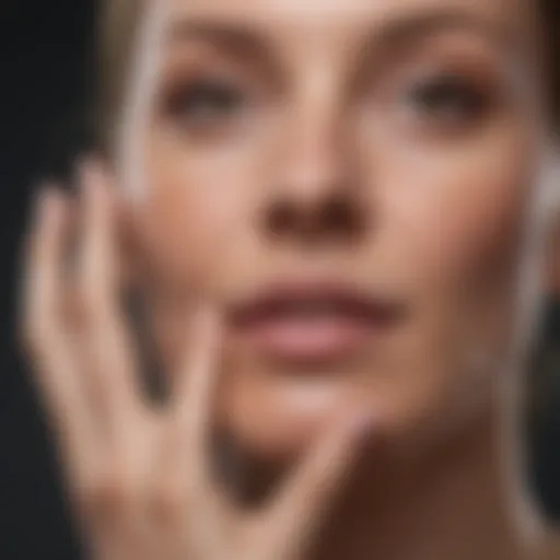 A close-up of a woman's hand applying cream to her face, showcasing the importance of hydration for aging skin