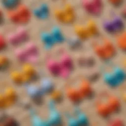 Diverse range of swimsuits displayed on a vibrant beach
