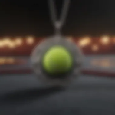 Close-up view of a tennis necklace on a velvet display