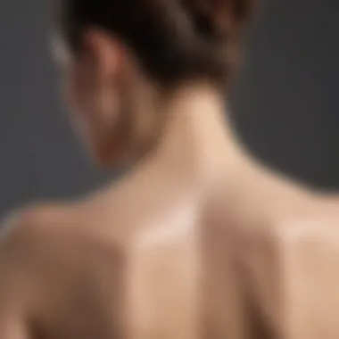 Close-up of back skin showing acne and irritation