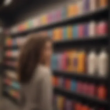 A vibrant display of various curly hair shampoos on a shelf