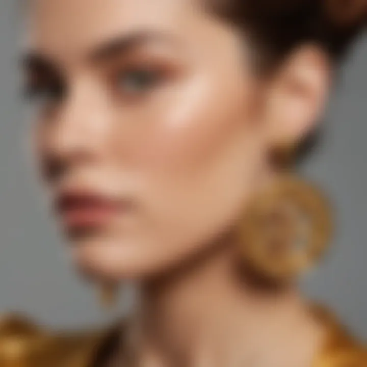 Artistic representation of cultural symbols intertwined with chunky gold earrings