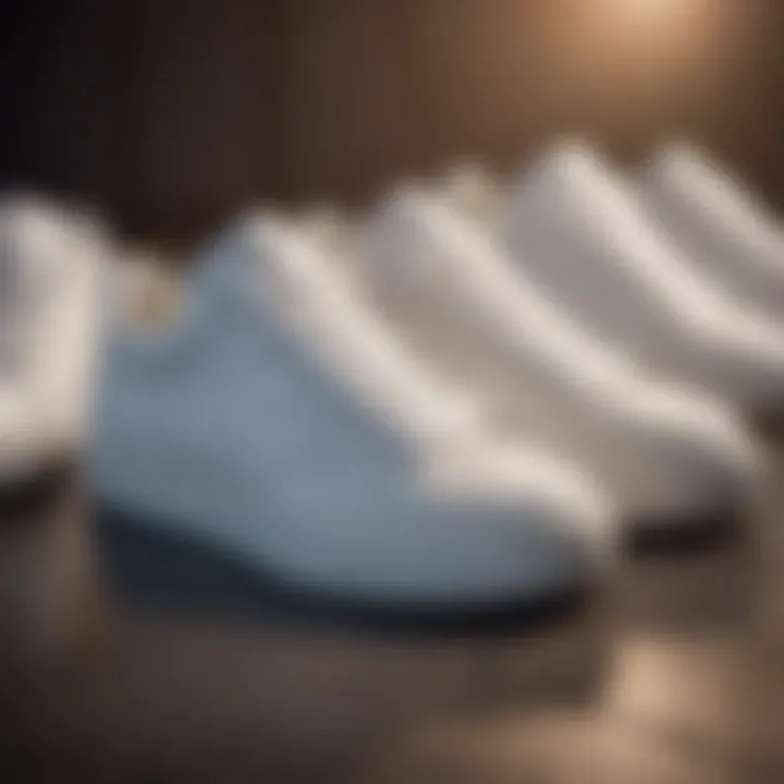 A collection of big white sneakers showcasing various styles and brands.