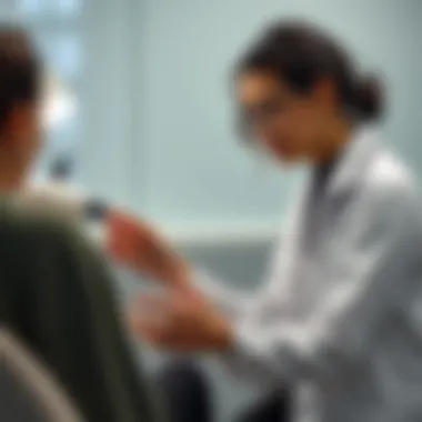 A dermatologist consulting with a patient about skincare